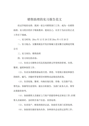 销售助理的实习报告范文.docx