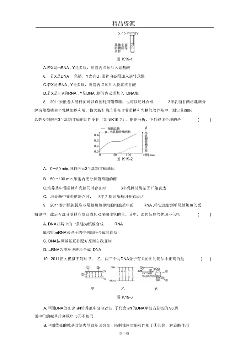 2013届人教版生物一轮复习课时作业(十九)[第19讲基因的表达].docx_第2页