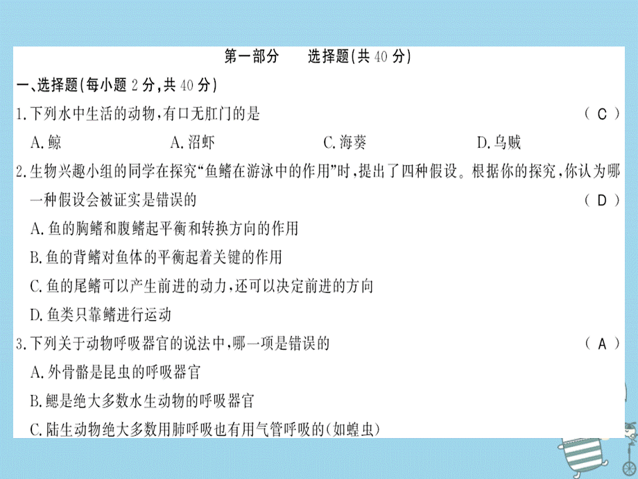 【最新】八年级生物上册 期中测评卷习题课件 （新版）新人教版-（新版）新人教级上册生物课件.ppt_第2页