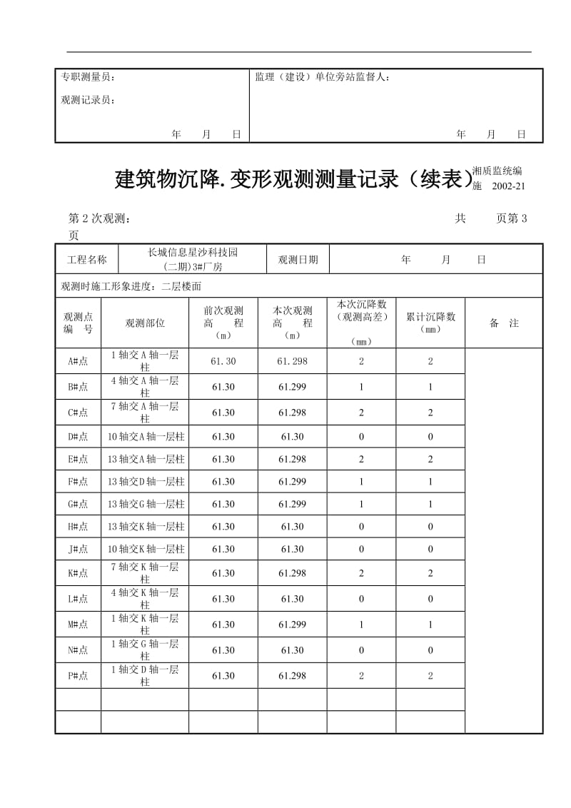 建筑物沉降变形观测测量记录.doc_第3页