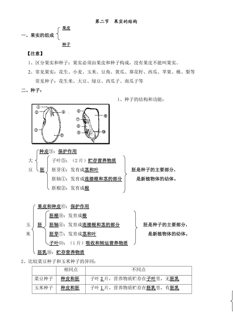 济南版八年级上册生物第一章--绿色开花植物的一生复习知识点.doc_第3页