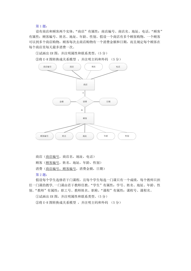 数据库-10个ER图练习题(只有ER图).doc_第1页