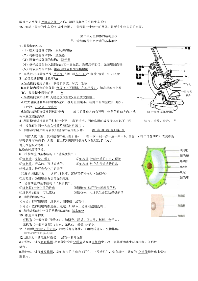 七年级上册生物知识点归纳(填空).docx_第3页