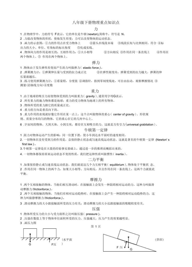 八年级下册物理重点知识点.docx_第1页