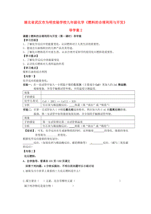 湖北省武汉市为明实验学校九年级化学《燃料的合理利用与开发》导学案2（无答案）.doc