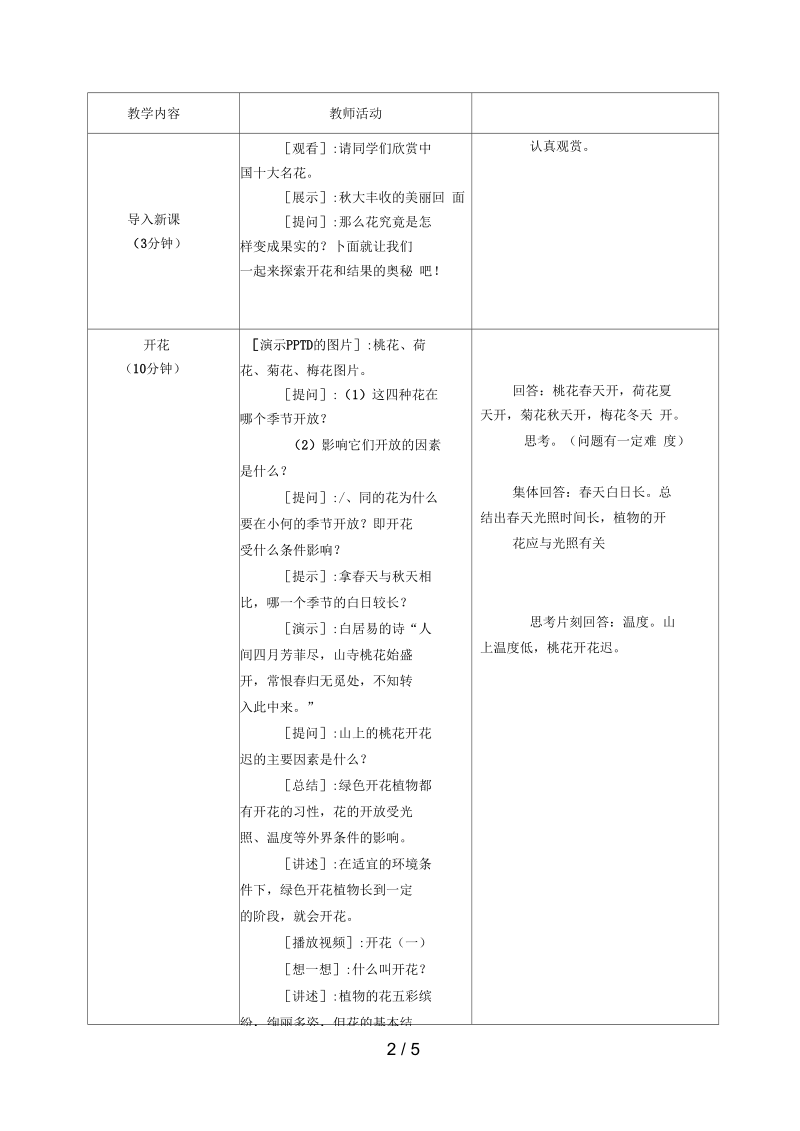 七年级生物上册第三单元第五章第5节《植物的开花和结果》教案苏教版.docx_第2页