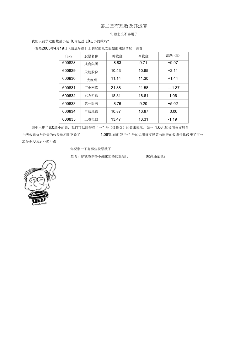 七年级数学有理数及其运算5分钟课堂过关训练.docx_第1页