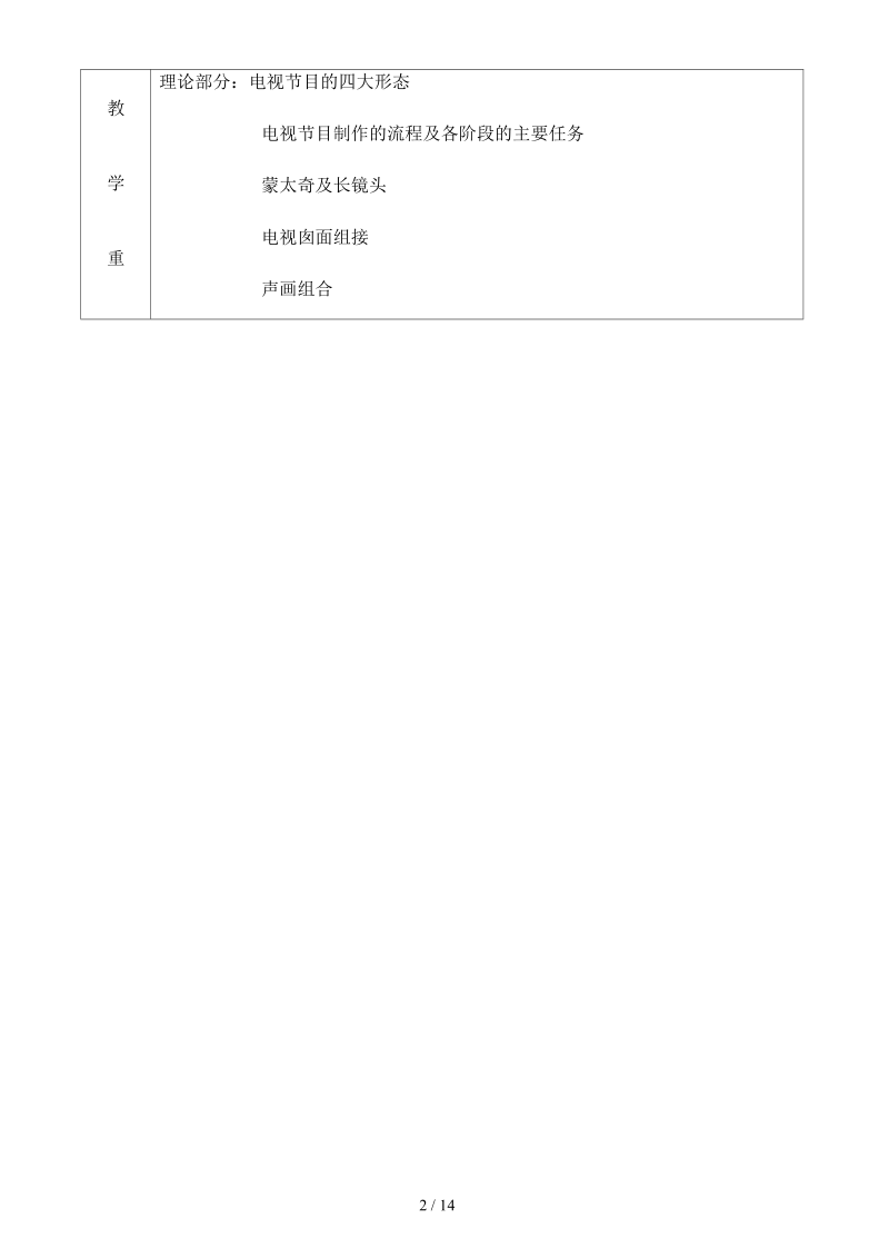 电视节目制作教学进度表.docx_第2页