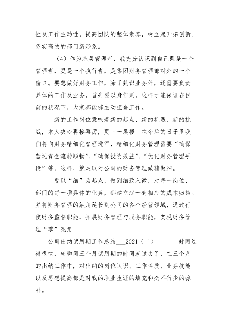 公司出纳试用期总结___2021-个人总结.docx_第3页