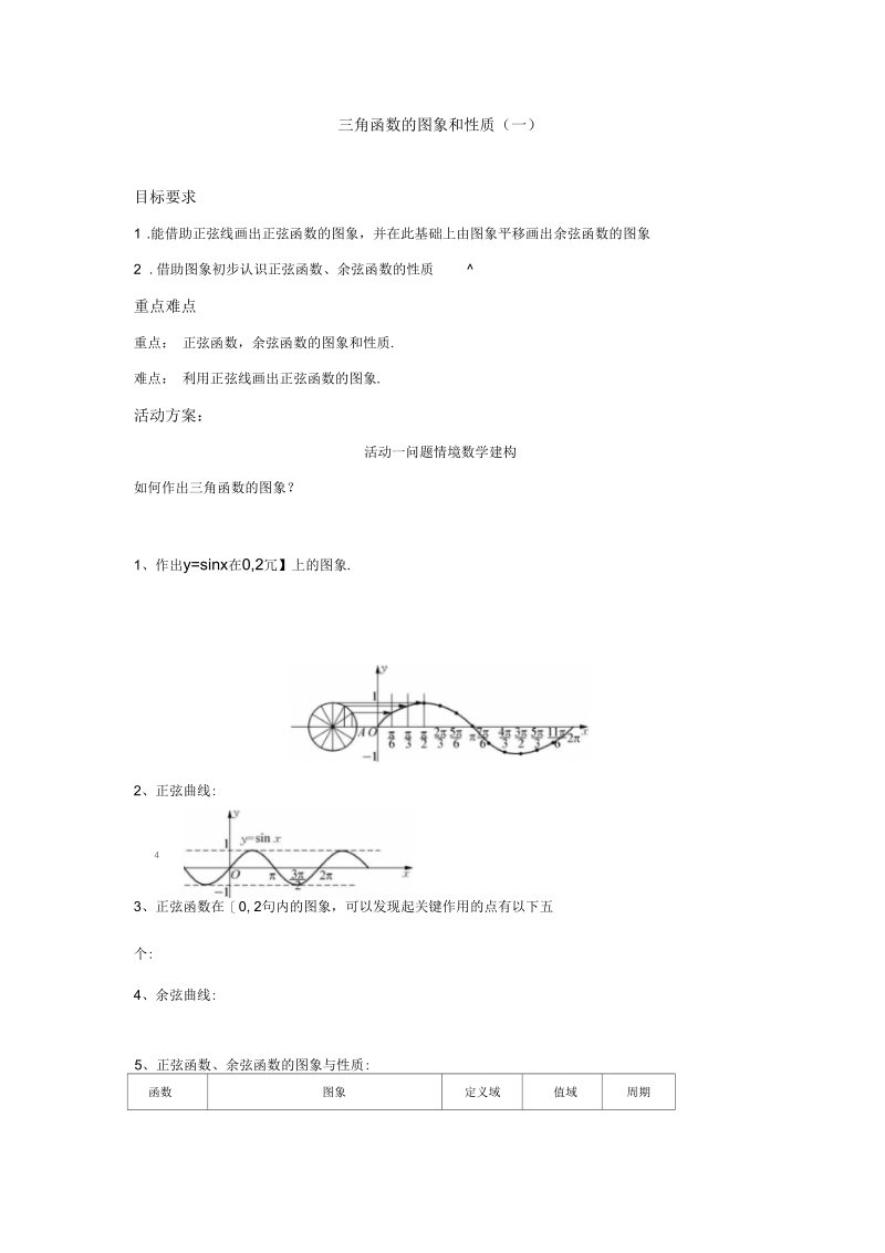 高中数学必修4：9三角函数的图象和性质(一)正式版.docx_第1页