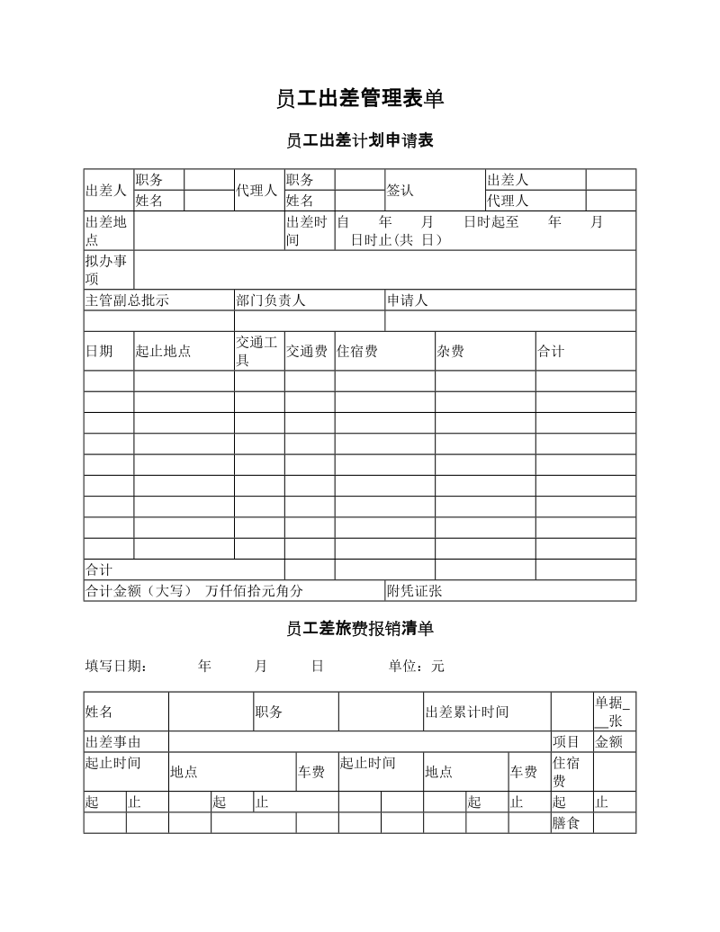 员工出差管理表单.docx_第1页