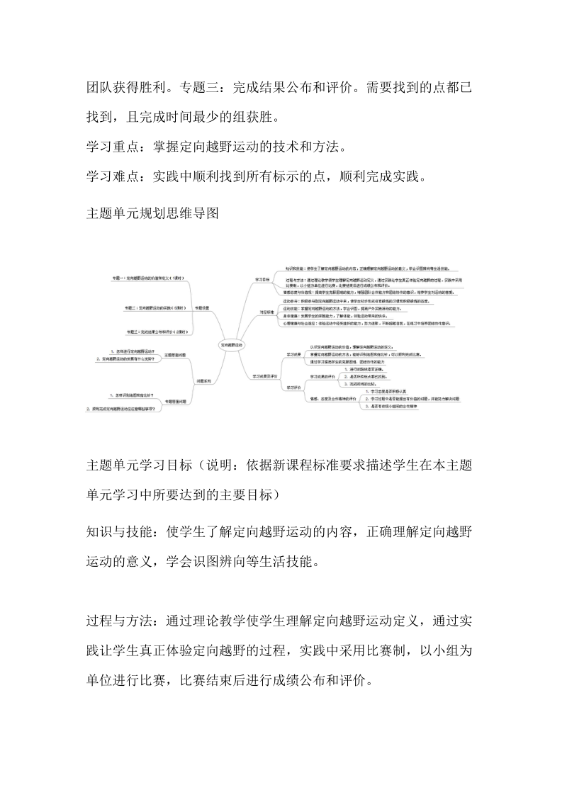 初中体育《定向越野运动》单元教学设计以及思维导图.doc_第2页