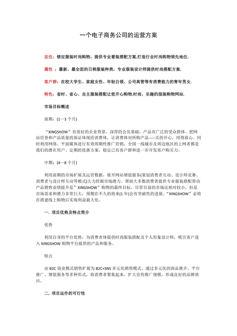 一个电子商务公司的运营方案.doc_第1页