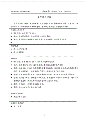 深圳市XX科技有限公司生产领料流程.doc