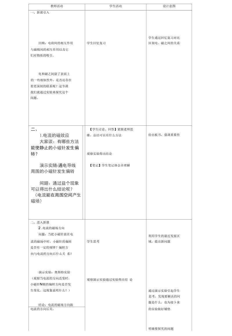 《电流的磁场》教学设计正式版.docx_第2页