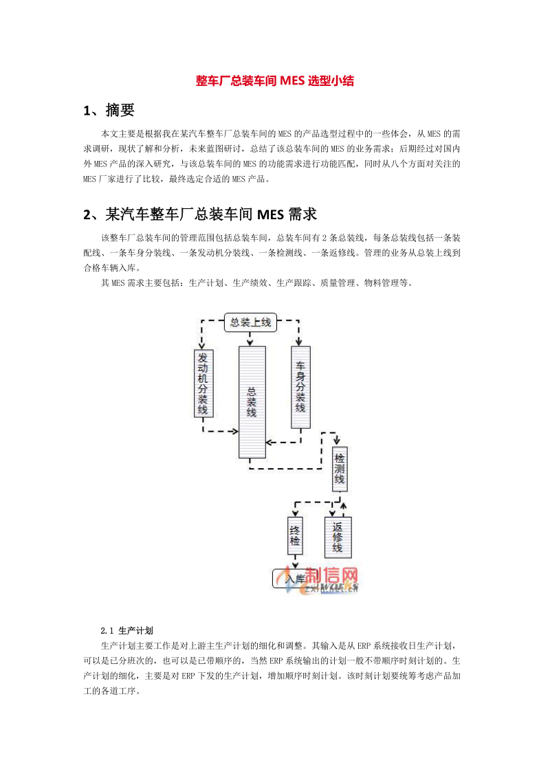 整车厂总装车间MES选型小结.docx_第1页