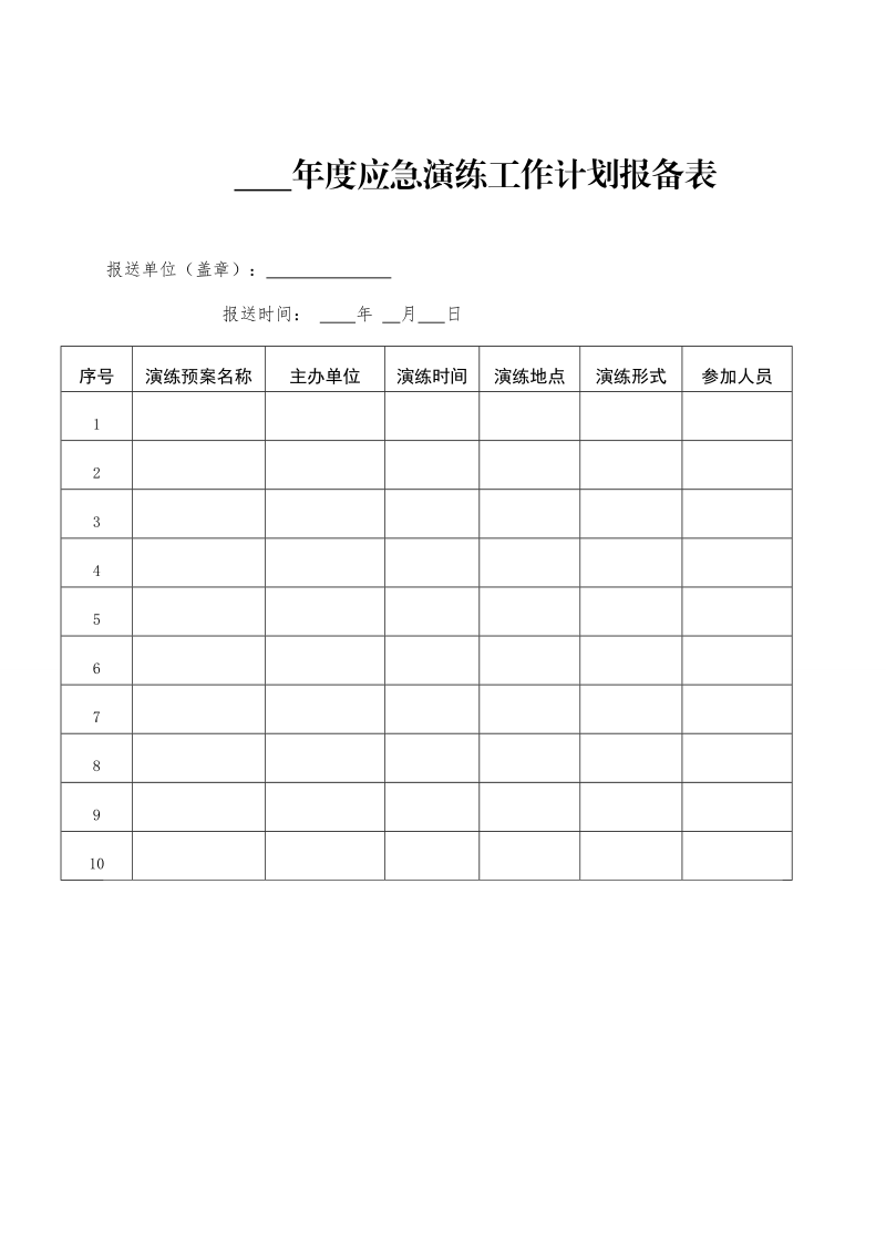 年度应急演练工作计划报备表.doc_第1页