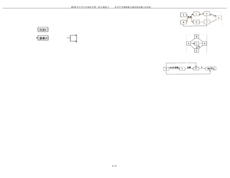 中考九年级化学第二轮专题复习化学中考推断题专题训练试题(无答案).docx_第2页