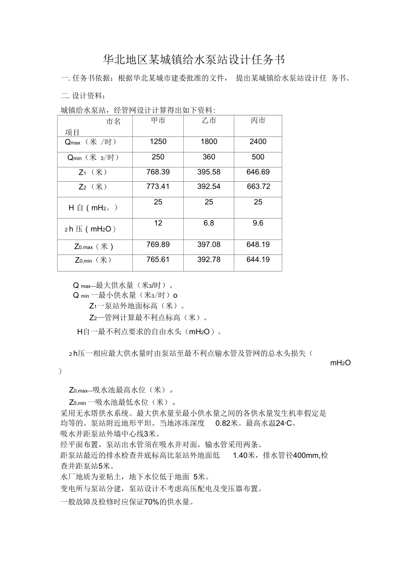 华北地区某城镇给水泵站设计要点.docx_第2页