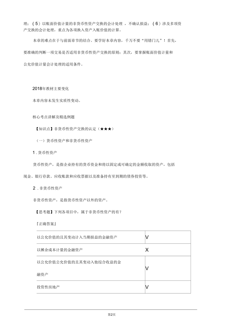 注册会计师考试辅导,章节知识点汇总、考情分析第十八章非货币性资产交换.docx_第2页