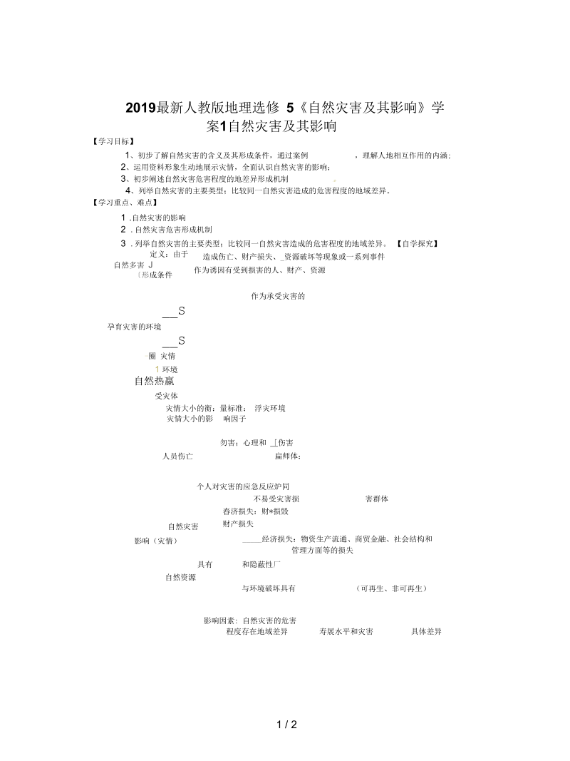 人教版地理选修5《自然灾害及其影响》学案.docx_第1页