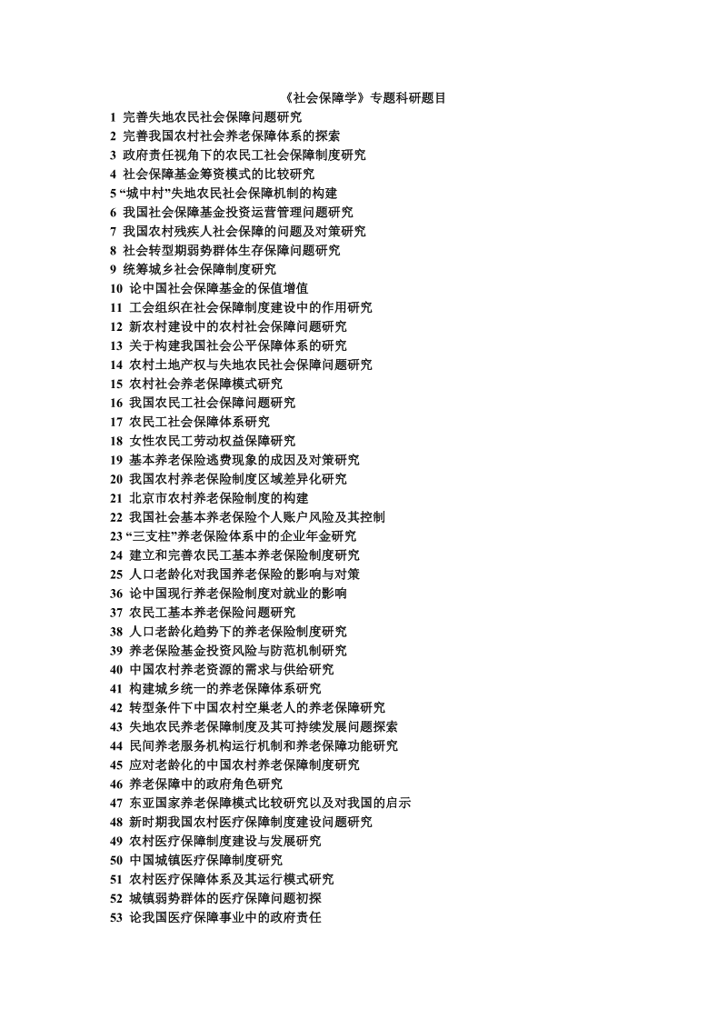 社会保障专业专题研讨题目.doc_第1页