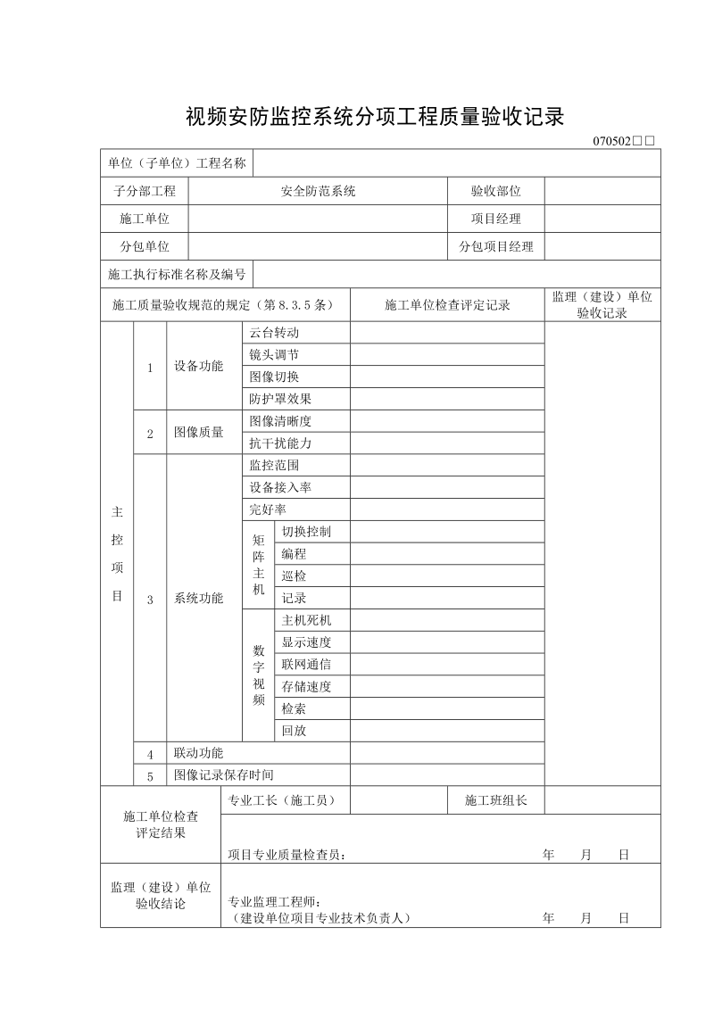 248视频安防监控系统分项工程质量验收记录new.doc_第1页