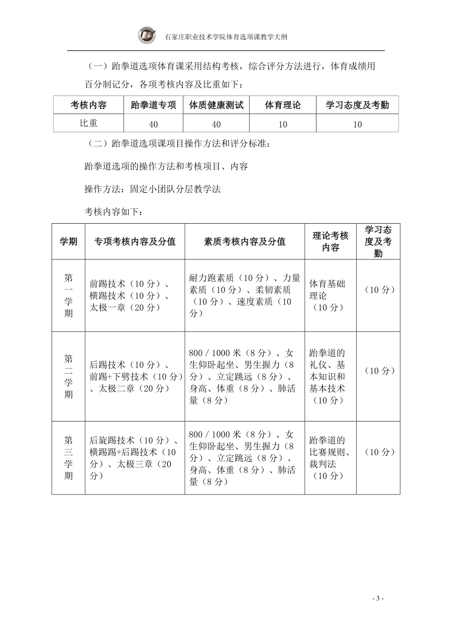 跆拳道选项课教学大纲.doc_第3页