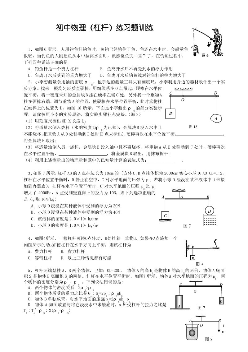 初中物理(杠杆)练习题训练.pdf_第1页