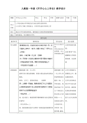 一年级上册道德与法治教案-开开心心上学去人教部编版.pdf