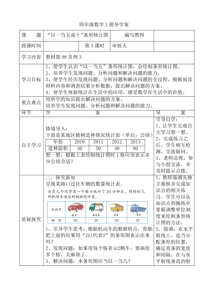 四年级数学上册7单元学案第3课时“以一当五或十”条形统计图.pdf_第1页