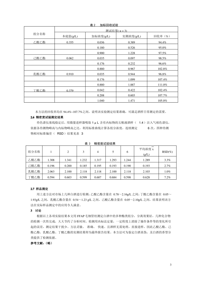 气相色谱内标标准曲线法测定白酒中四种酯类.pdf_第3页