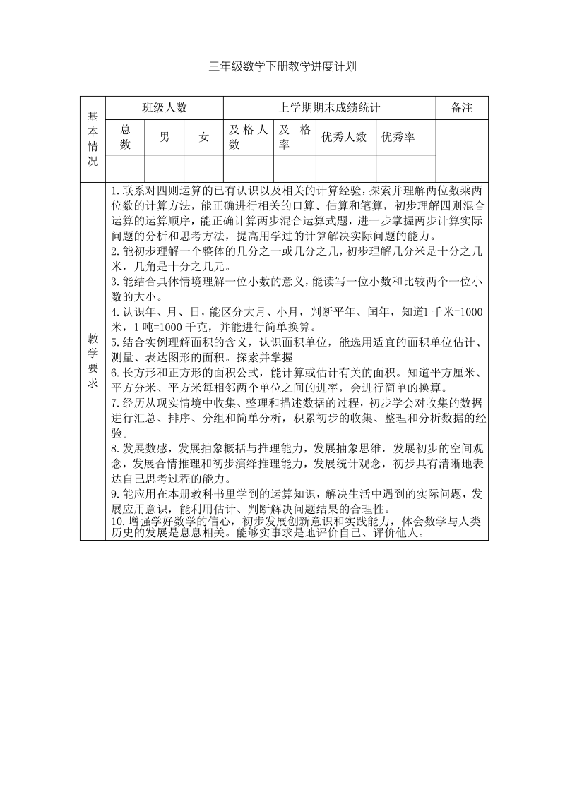 最新苏教版三年级数学下册教学进度计划.pdf_第1页