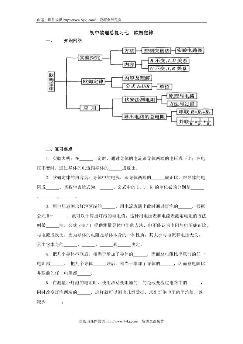 九年级物理欧姆定律同步检测试题.doc_第1页