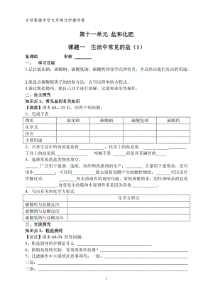 十一单元 盐和化肥 教学案.doc