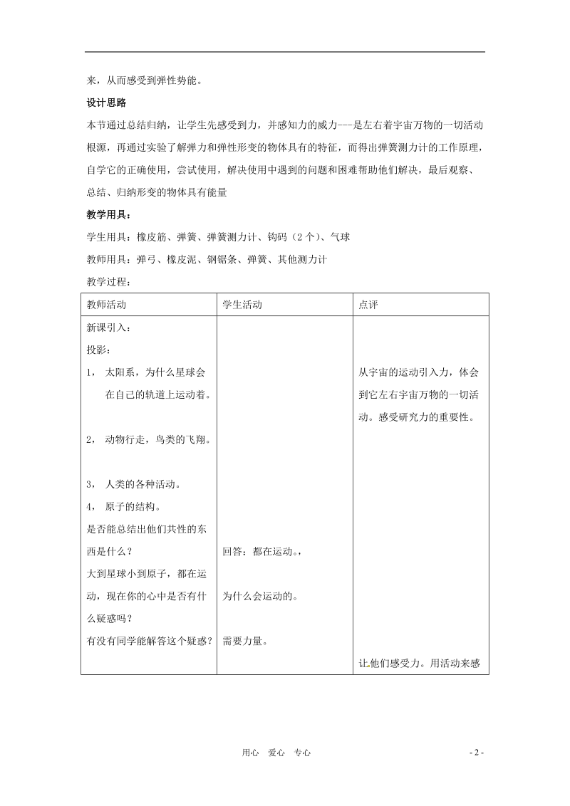 八年级物理下学期素材大全 弹力和弹簧测力计教案 苏科版.doc_第2页