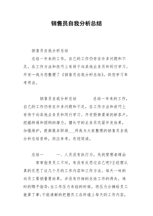 销售员自我分析总结 .docx