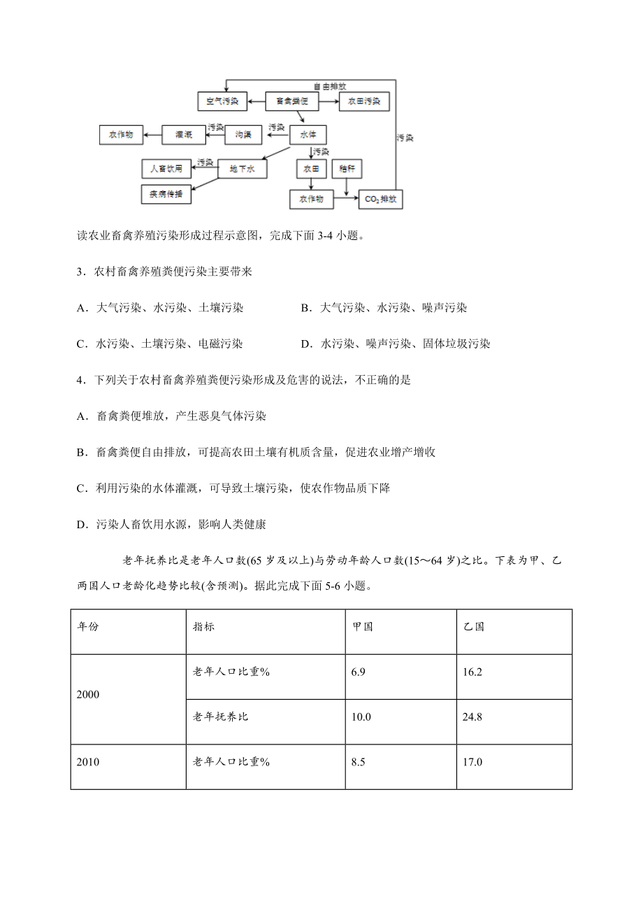 四川省棠湖中学2019-2020学年高一下学期期末模拟考试地理试题 Word版含答案.docx_第2页