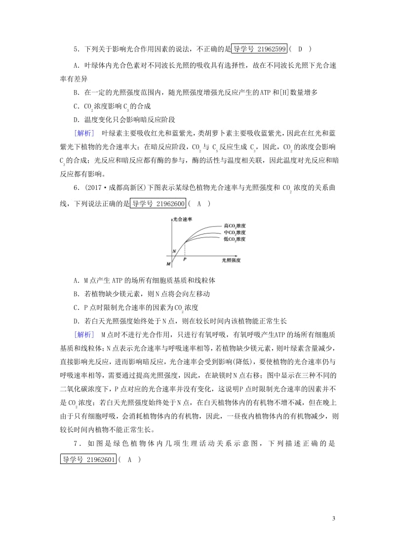 高考生物一轮总复习第三单元细胞的能量供应和利用练案10光合作用新人教版必修.pdf_第3页