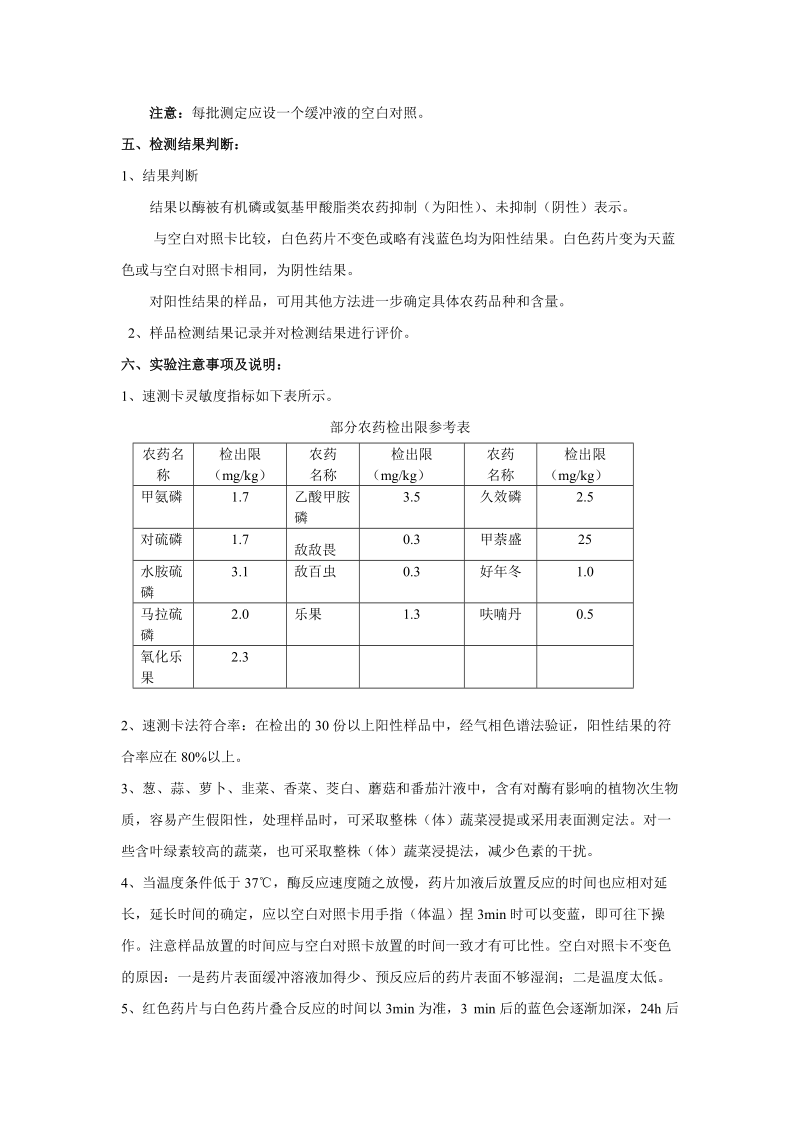 蔬菜中有机磷和氨基甲酸酯类农药残留量的快速检测.doc_第2页