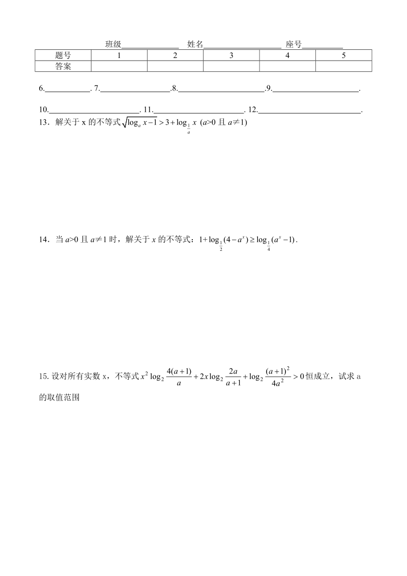 高考数学第一轮总复习 005解不等式3精品同步练习 新人教A版.doc_第2页