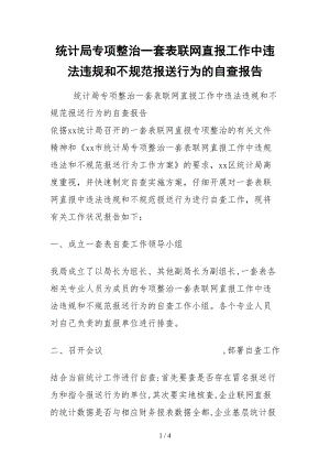 2021统计局专项整治一套表联网直报工作中违法违规和不规范报送行为的自查报告.docx