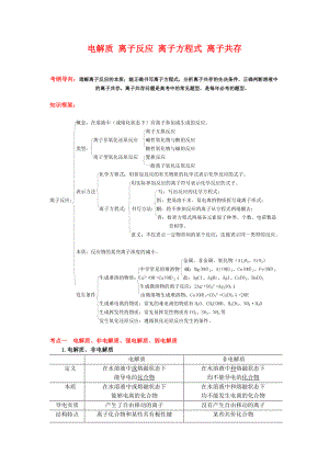 电解质 离子反应 离子方程式 离子共存.doc