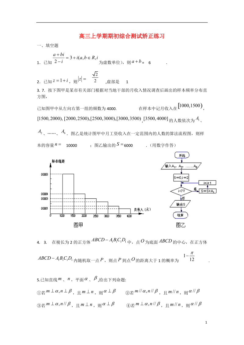 江苏省南京九中2013届高三数学上学期期初综合测试矫正练习试题苏教版.doc_第1页