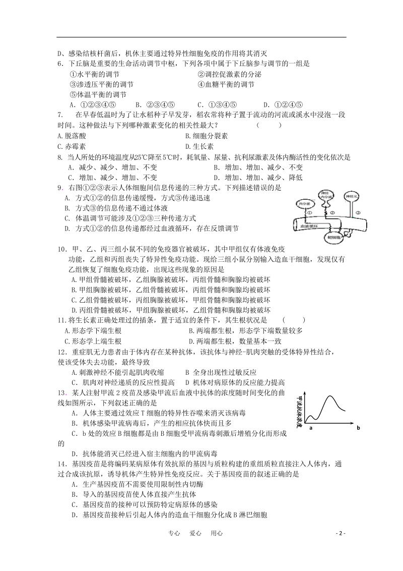 江西省广丰中学2011-2012学年高二生物第一学期奥赛班月考试题新人教版【会员独享】.doc_第2页