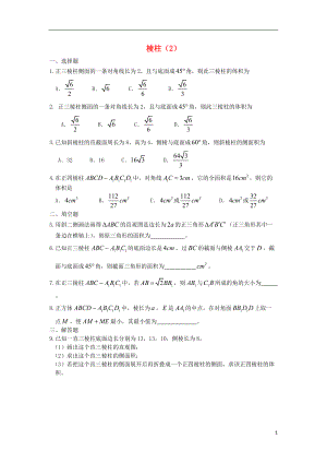 广西陆川县中学高二数学下学期 第9章 立体几何 棱柱2同步作业 大纲人教版.doc