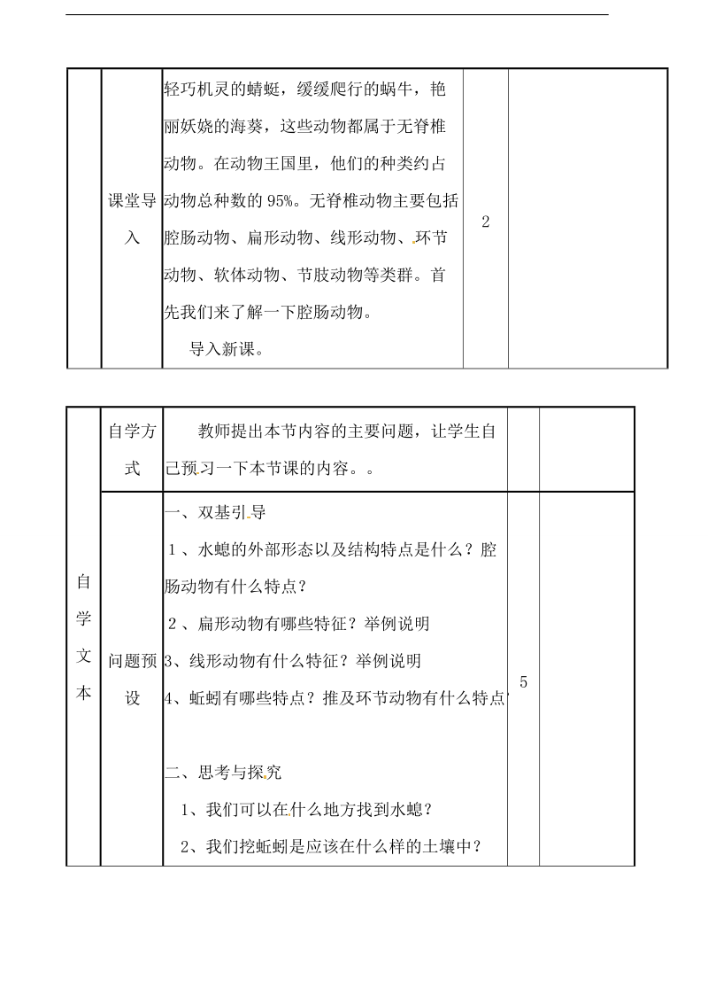 山东省滨州市邹平实验中学七年级生物《无脊椎动物主要类群》教案（1） 新人教版.doc_第2页