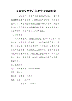 某公司安全生产年度专项活动方案.docx