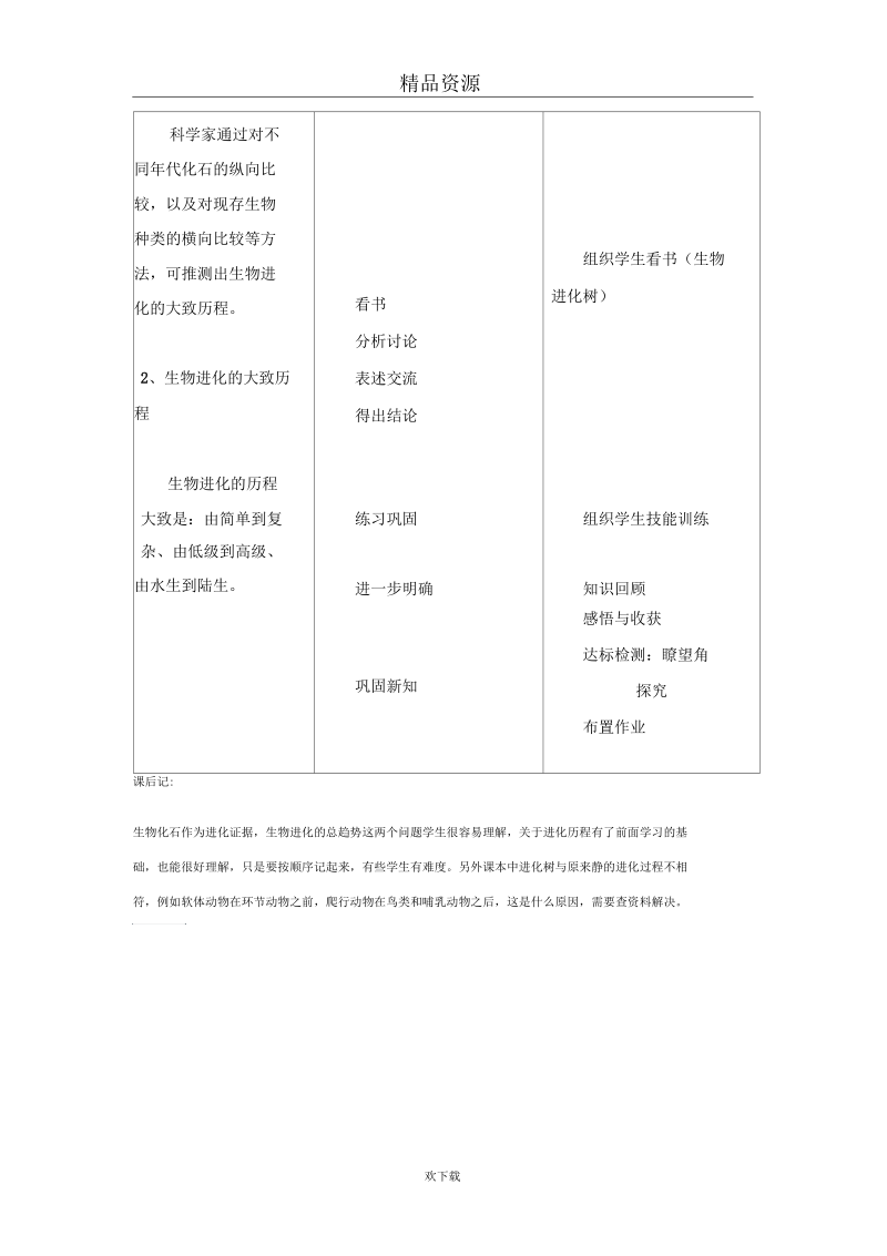 (生物人教新课标)八年级下册教案：第二节生物进化的历程.docx_第3页