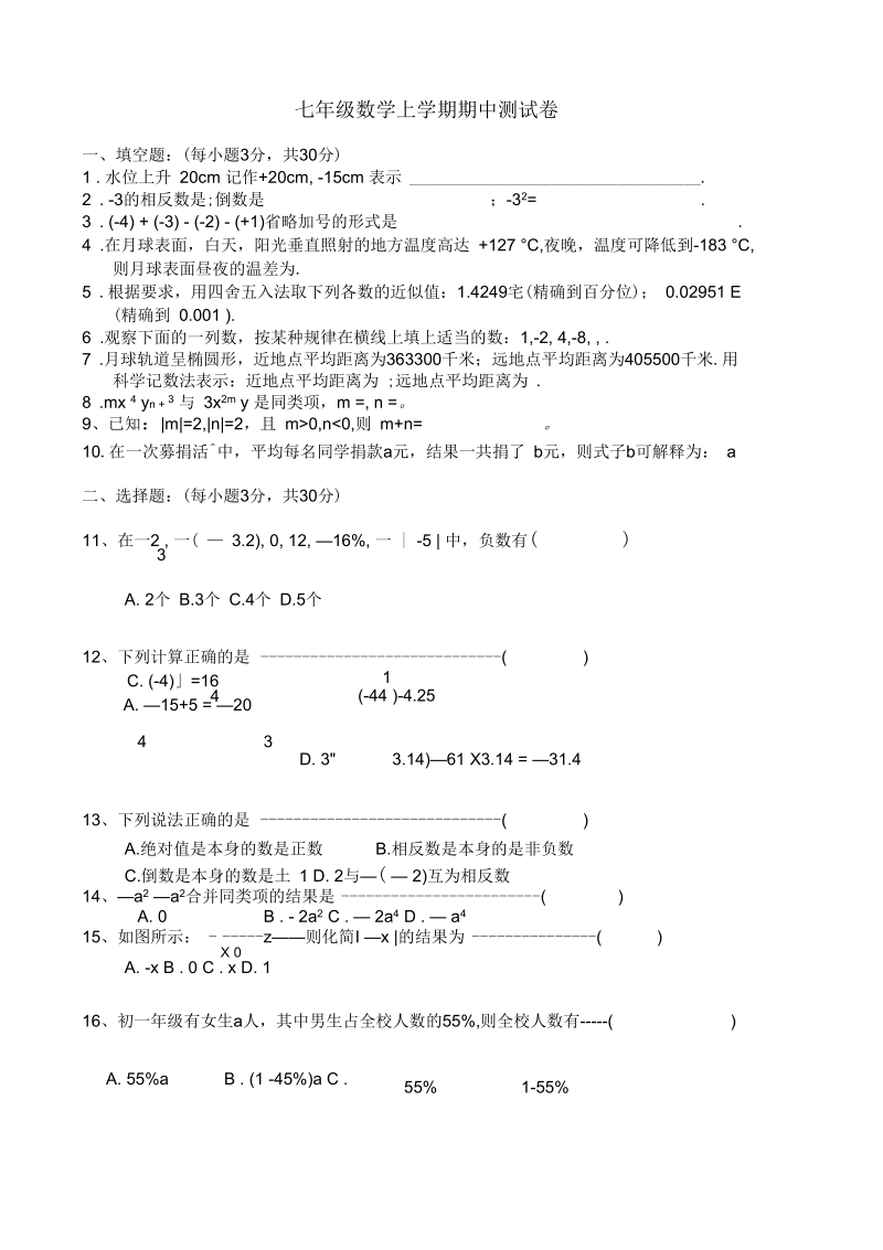 七年级数学上学期期中测试卷.docx_第1页